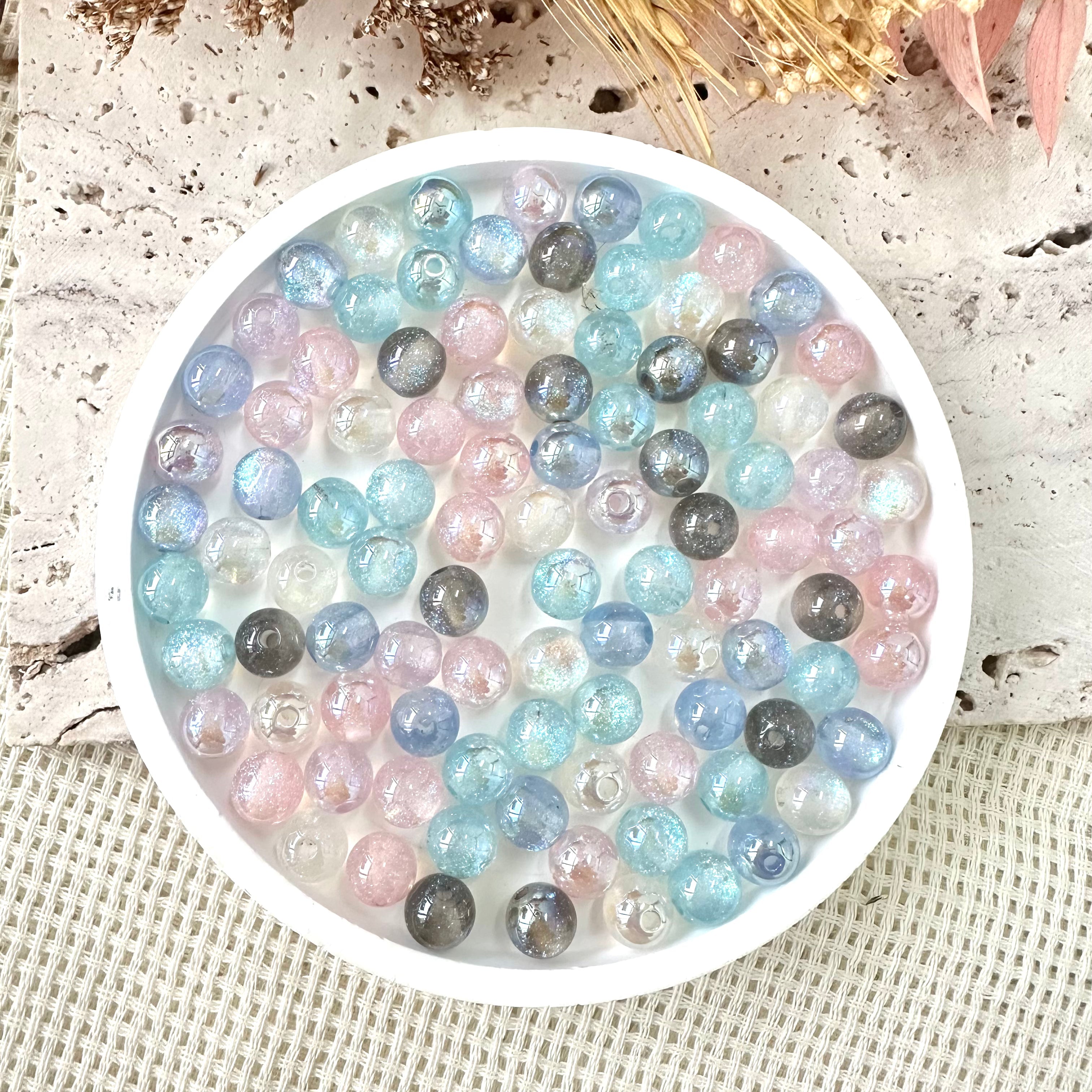 8 mm AB iriserende glitterkralen (diverse kleuren) 8 mm AB iriserende glitterkralen (diverse kleuren)